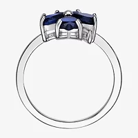 Womens Lab Created Blue Sapphire Sterling Silver Flower Cocktail Ring