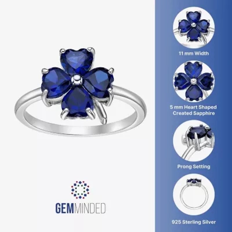 Womens Lab Created Blue Sapphire Sterling Silver Flower Cocktail Ring