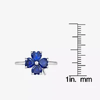 Womens Lab Created Blue Sapphire Sterling Silver Flower Cocktail Ring