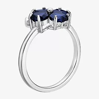 Womens Lab Created Blue Sapphire Sterling Silver Flower Cocktail Ring