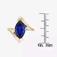 Womens Lab Created Blue Sapphire 18K Gold Over Silver Marquise Cocktail Ring