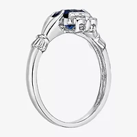 Womens Diamond Accent Lab Created Sapphire Sterling Silver Claddagh Cocktail Ring