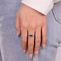 Womens Diamond Accent Lab Created Green Emerald Sterling Silver Claddagh Cocktail Ring