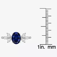 Womens Lab Created Blue Sapphire Sterling Silver Oval Cocktail Ring