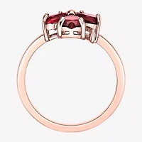 Womens Lab Created Red Ruby 18K Gold Over Silver Flower Cocktail Ring