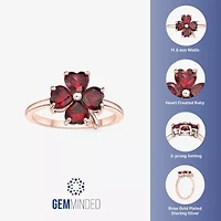 Womens Lab Created Red Ruby 18K Gold Over Silver Flower Cocktail Ring