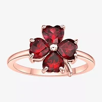Womens Lab Created Red Ruby 18K Gold Over Silver Flower Cocktail Ring