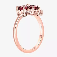 Womens Lab Created Red Ruby 18K Gold Over Silver Flower Cocktail Ring