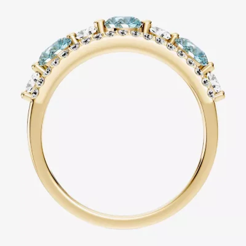 Womens 1/2 CT. T.W. Genuine Blue Aquamarine 10K Gold Round Band