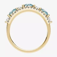 Womens 1/2 CT. T.W. Genuine Blue Aquamarine 10K Gold Round Band