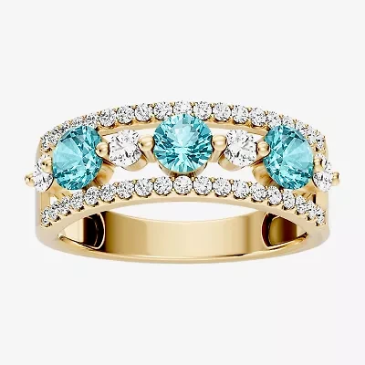 Womens 1/2 CT. T.W. Genuine Blue Aquamarine 10K Gold Round Band