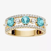 Womens 1/2 CT. T.W. Genuine Blue Aquamarine 10K Gold Round Band