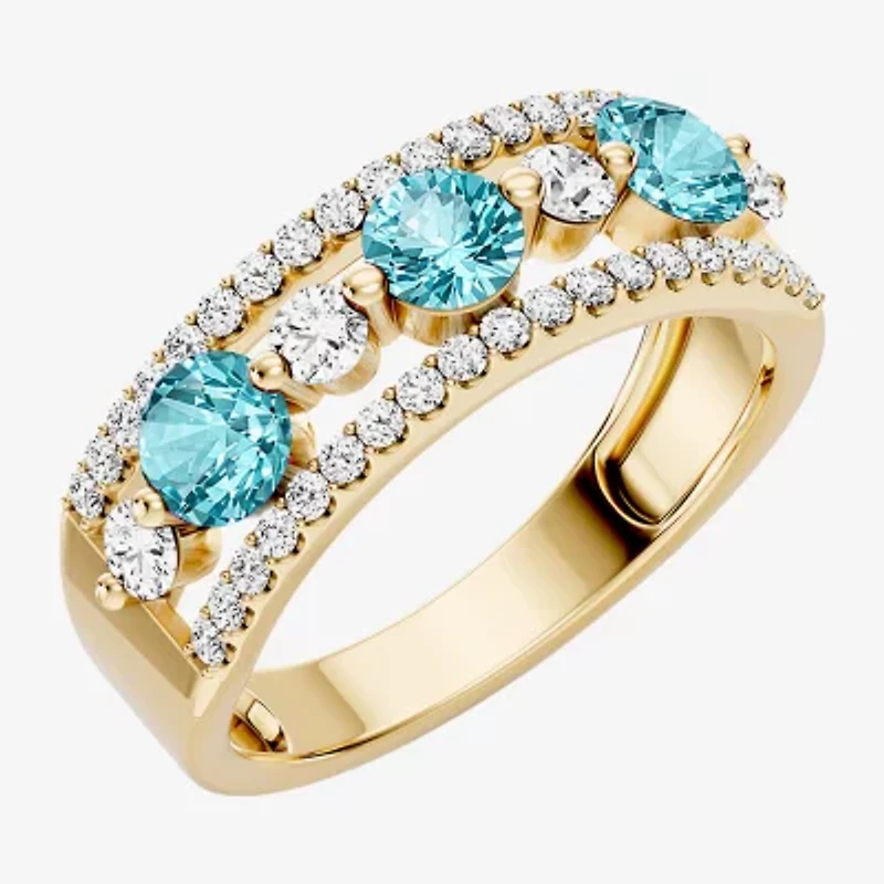 Womens 1/2 CT. T.W. Genuine Blue Aquamarine 10K Gold Round Band