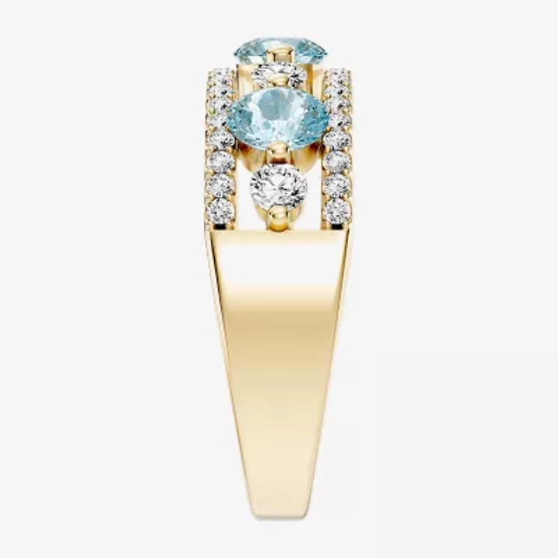 Womens 1/2 CT. T.W. Genuine Blue Aquamarine 10K Gold Round Band