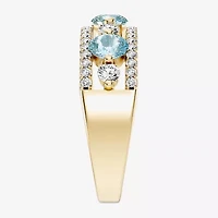 Womens 1/2 CT. T.W. Genuine Blue Aquamarine 10K Gold Round Band