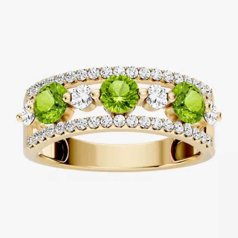 Womens 1/2 CT. T.W. Genuine Green Peridot 10K Gold Round Band