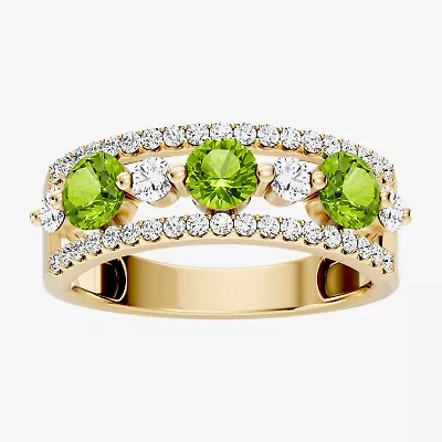 Womens 1/2 CT. T.W. Genuine Green Peridot 10K Gold Round Band