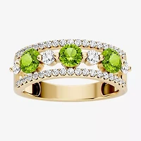 Womens 1/2 CT. T.W. Genuine Green Peridot 10K Gold Round Band