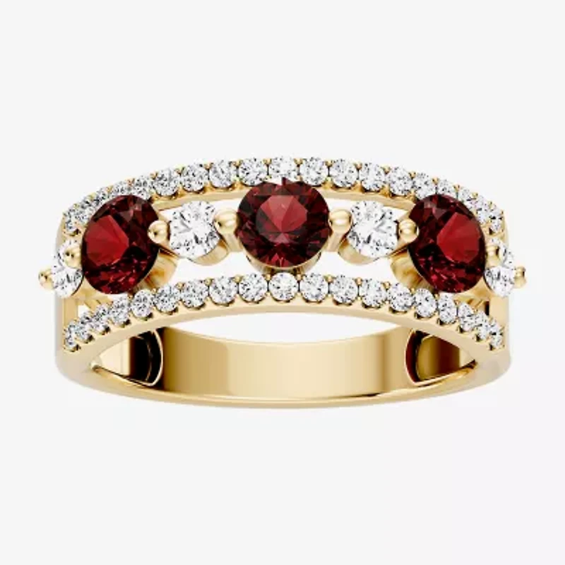 Womens 1/2 CT. T.W. Genuine Red Garnet 10K Gold Round Band