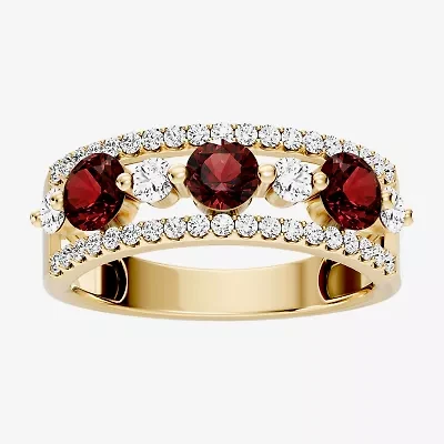 Womens 1/2 CT. T.W. Genuine Red Garnet 10K Gold Round Band