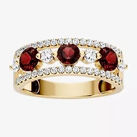 Womens 1/2 CT. T.W. Genuine Red Garnet 10K Gold Round Band