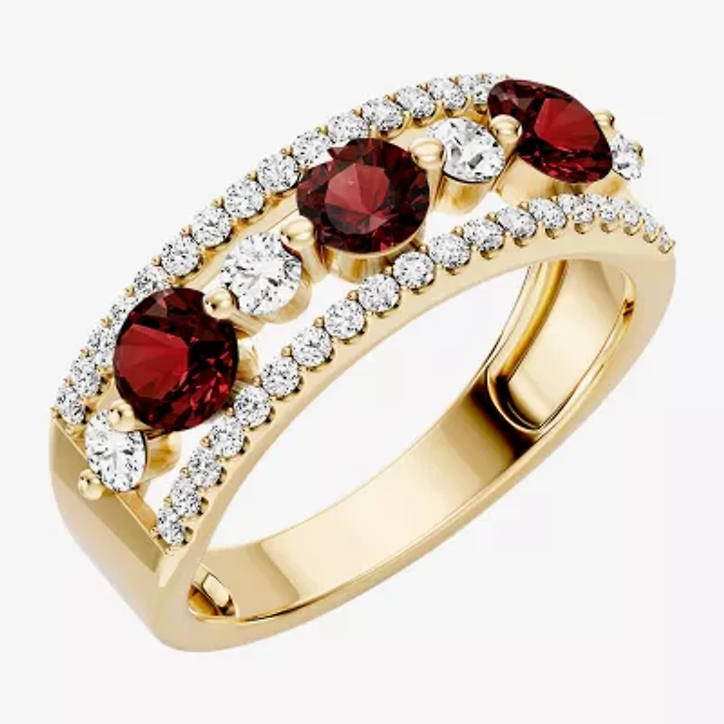 Womens 1/2 CT. T.W. Genuine Red Garnet 10K Gold Round Band