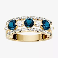 Womens 1/2 CT. T.W. Genuine Blue Topaz 10K Gold Round Band