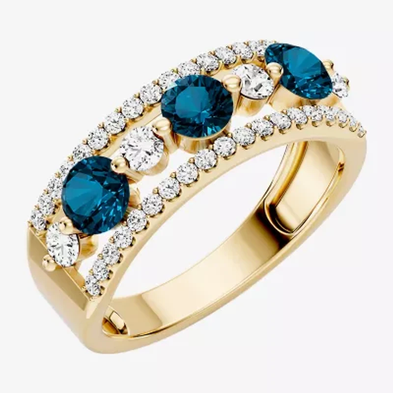 Womens 1/2 CT. T.W. Genuine Blue Topaz 10K Gold Round Band