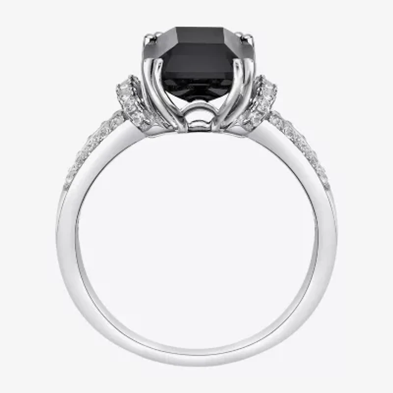 Womens Genuine Black Onyx Sterling Silver Cocktail Ring