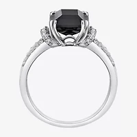 Womens Genuine Black Onyx Sterling Silver Cocktail Ring