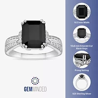 Womens Genuine Black Onyx Sterling Silver Cocktail Ring