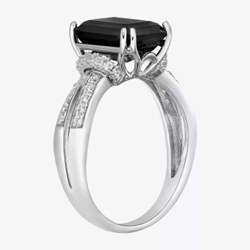Womens Genuine Black Onyx Sterling Silver Cocktail Ring
