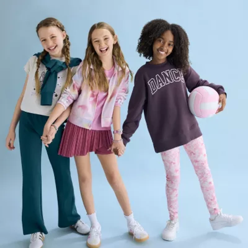 Xersion Little & Big Kid Girls Mock Neck Fleece Long Sleeve Sweatshirt