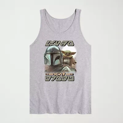 Novelty The Mandalorian And Grogu Aurebesh Alien Script Mens Crew Neck Sleeveless Regular Fit Baby Yoda Star Wars Graphic T-Shirt