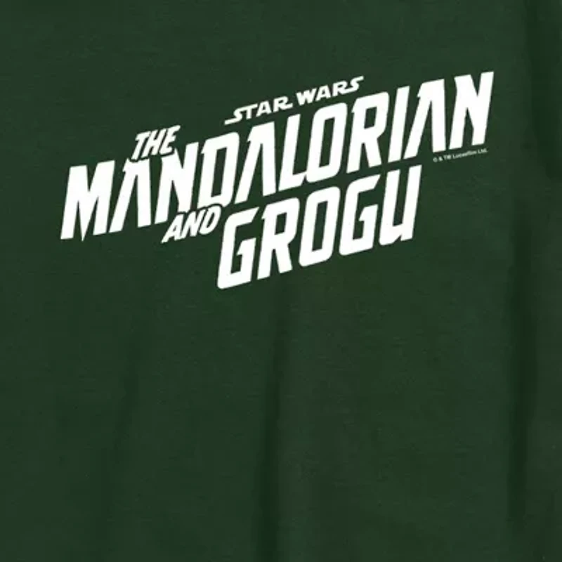 Novelty The Mandalorian And Grogu Movie Logo Mens Crew Neck Short Sleeve Regular Fit Baby Yoda Star Wars Graphic T-Shirt