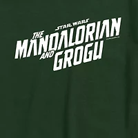Novelty The Mandalorian And Grogu Movie Logo Mens Crew Neck Short Sleeve Regular Fit Baby Yoda Star Wars Graphic T-Shirt