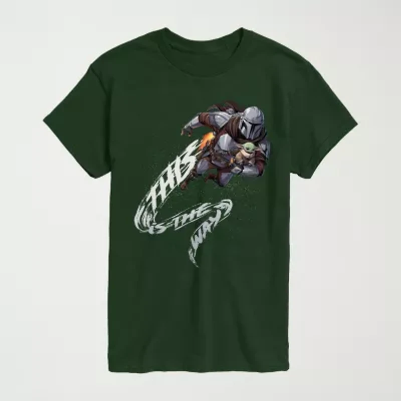 Novelty The Mandalorian And Grogu This Is Way Mens Crew Neck Short Sleeve Regular Fit Baby Yoda Star Wars Graphic T-Shirt