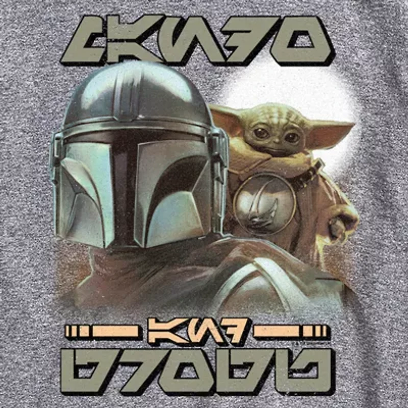 Novelty The Mandalorian And Grogu Aurebesh Alien Script Mens Crew Neck Short Sleeve Regular Fit Baby Yoda Star Wars Graphic T-Shirt