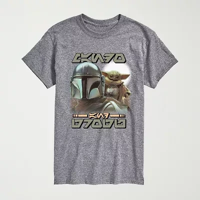 Novelty The Mandalorian And Grogu Aurebesh Alien Script Mens Crew Neck Short Sleeve Regular Fit Baby Yoda Star Wars Graphic T-Shirt