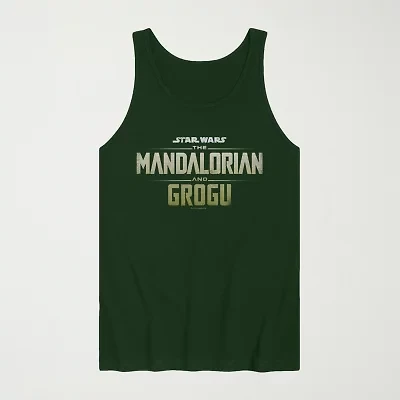 Novelty The Mandalorian And Grogu Logo Vintage Faded Mens Crew Neck Sleeveless Regular Fit Baby Yoda Star Wars Graphic T-Shirt