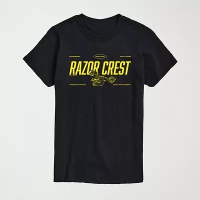 Novelty The Mandalorian And Grogu Razor Crest Mens Crew Neck Short Sleeve Regular Fit Baby Yoda Star Wars Graphic T-Shirt
