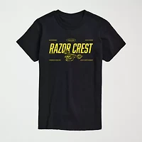 Novelty The Mandalorian And Grogu Razor Crest Mens Crew Neck Short Sleeve Regular Fit Baby Yoda Star Wars Graphic T-Shirt