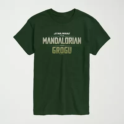 Novelty The Mandalorian And Grogu Logo Vintage Faded Mens Crew Neck Short Sleeve Regular Fit Baby Yoda Star Wars Graphic T-Shirt