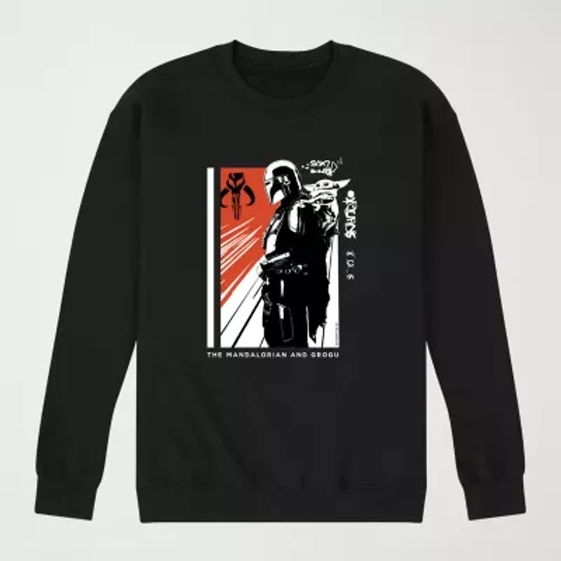 Novelty The Mandalorian And Grogu Zine Mens Crew Neck Long Sleeve Regular Fit Baby Yoda Star Wars Graphic T-Shirt