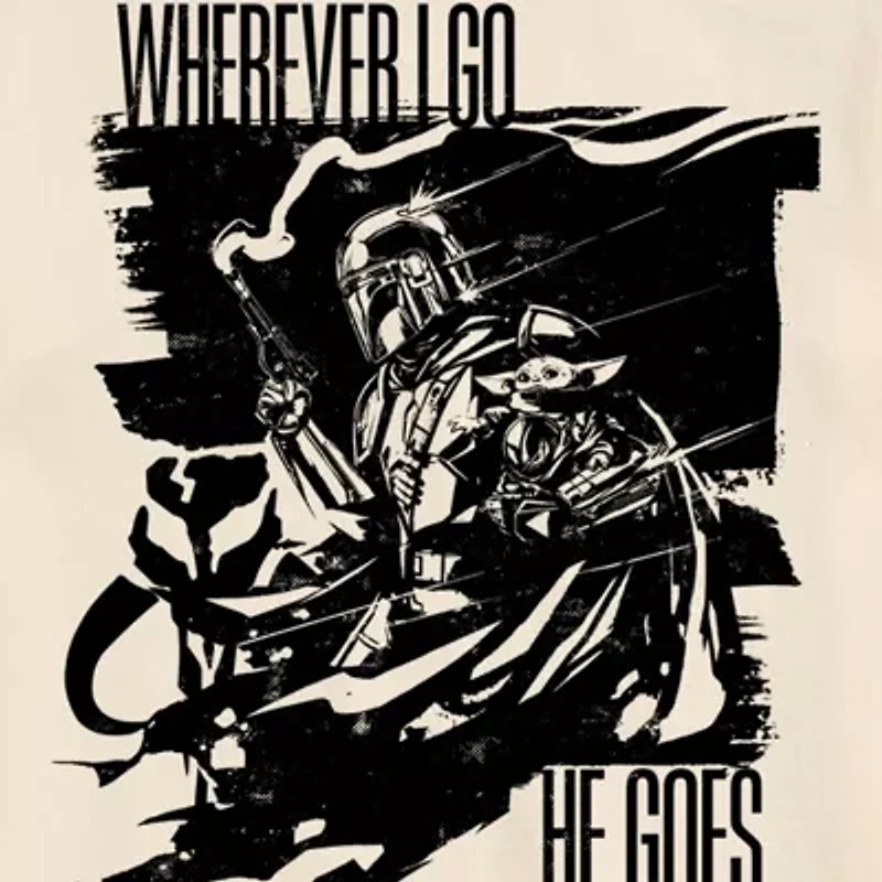 Novelty The Mandalorian and Grogu Mens Crew Neck Short Sleeve Regular Fit Baby Yoda Star Wars Big Tall Graphic T-Shirt