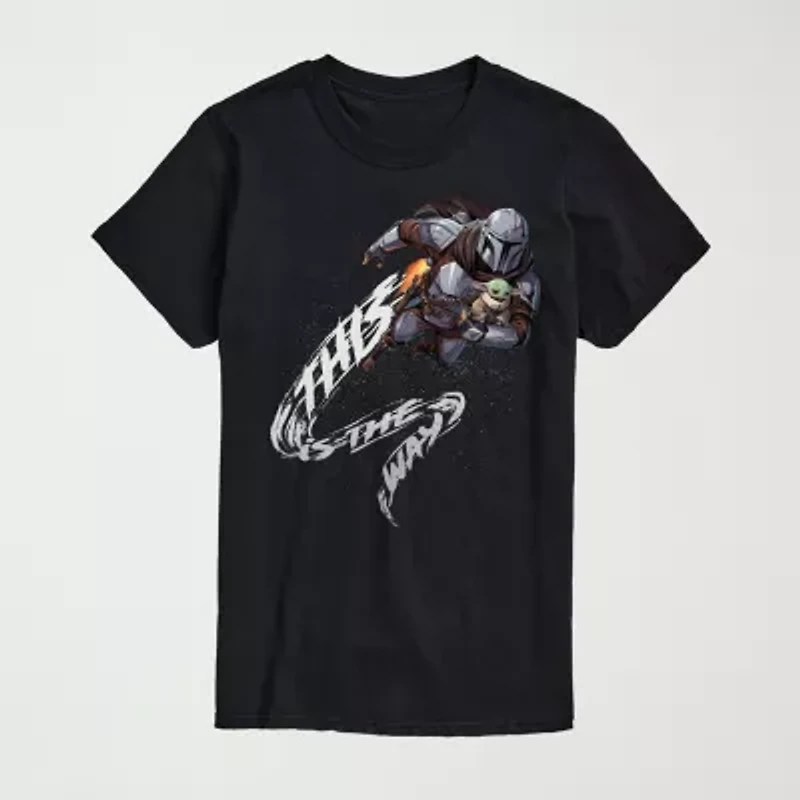 Novelty The Mandalorian This Is Way Mens Crew Neck Short Sleeve Regular Fit Baby Yoda Star Wars Big and Tall Graphic T-Shirt