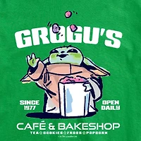 Novelty The Mandalorian Grogu'S Bakeshop Mens Crew Neck Short Sleeve Regular Fit Baby Yoda Star Wars Big and Tall Graphic T-Shirt