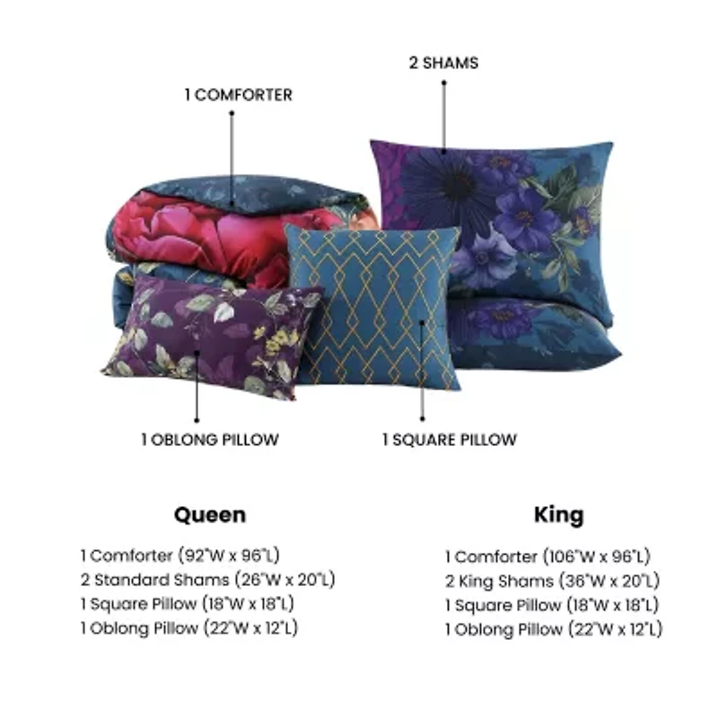 Bebejan Vibrant Flora 5-pc. Midweight Reversible Comforter Set