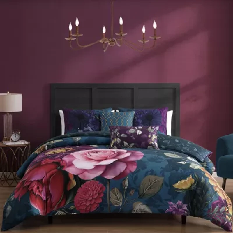 Bebejan Vibrant Flora 5-pc. Midweight Reversible Comforter Set