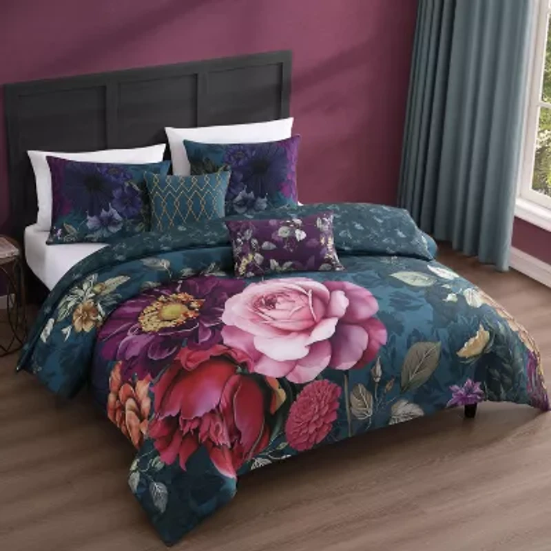 Bebejan Vibrant Flora 5-pc. Midweight Reversible Comforter Set